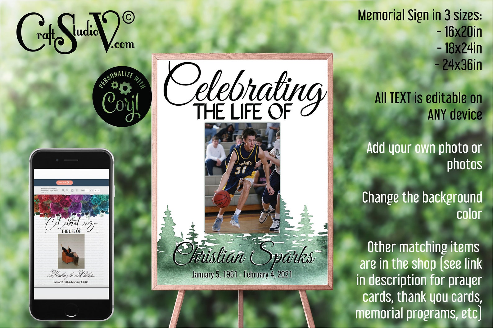Celebration of Life Canvas Poster Print Forest Personalized Etsy