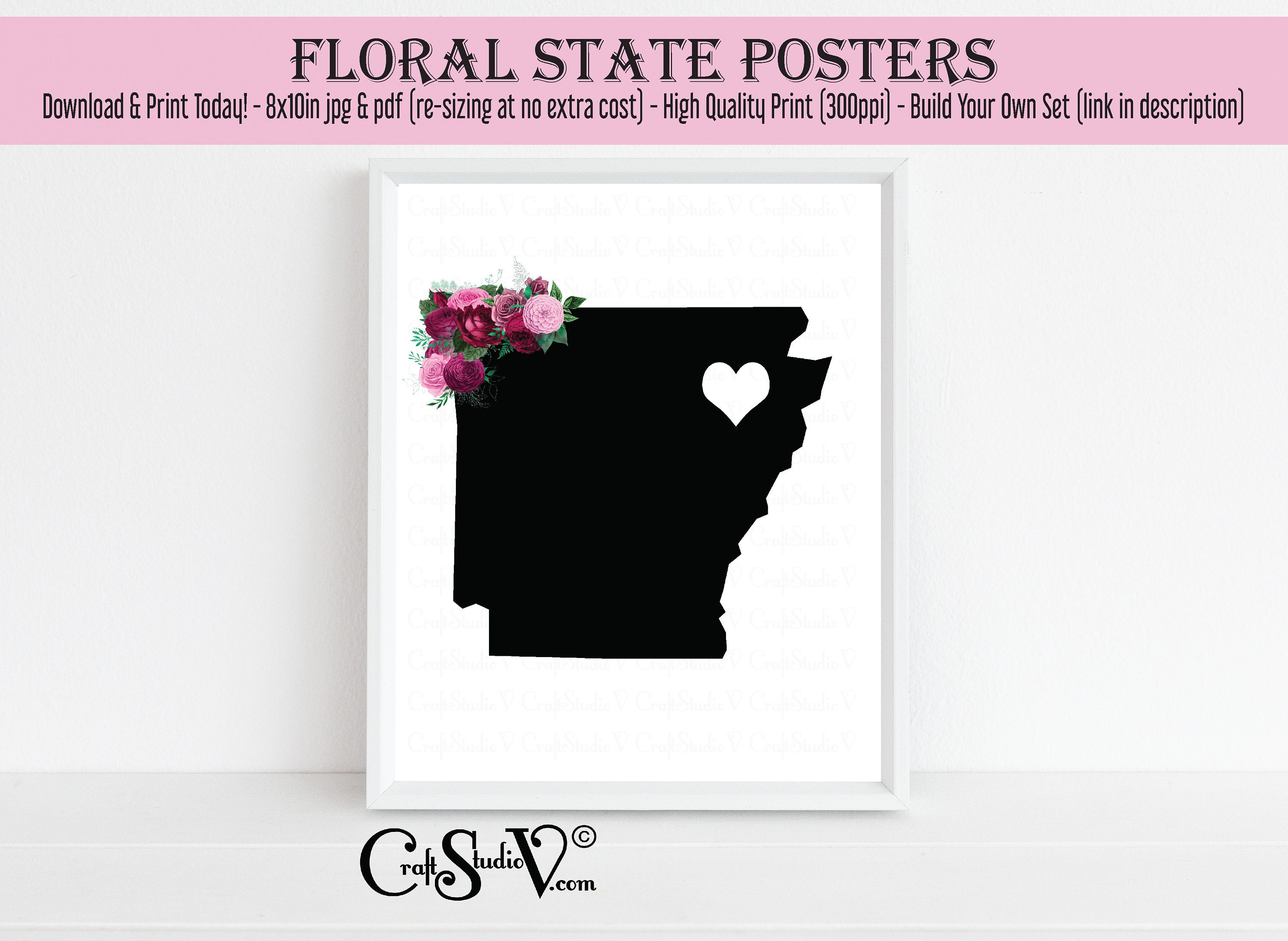 State of Arkansas Poster Prints Arkansas State Printable Wall - Etsy