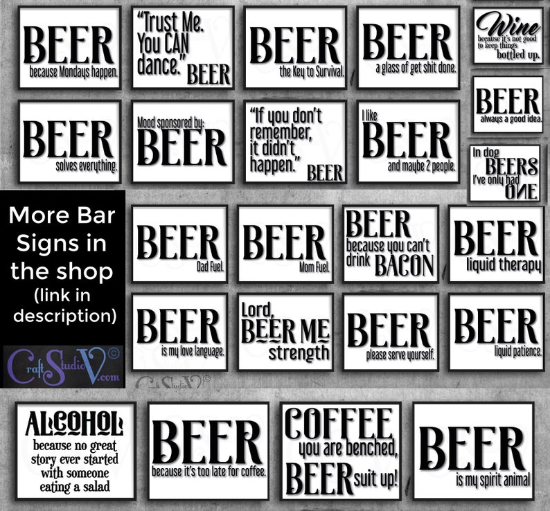 Bar Cart Sign With Quotes Wall Art Prints Home Bar Man Cave Etsy