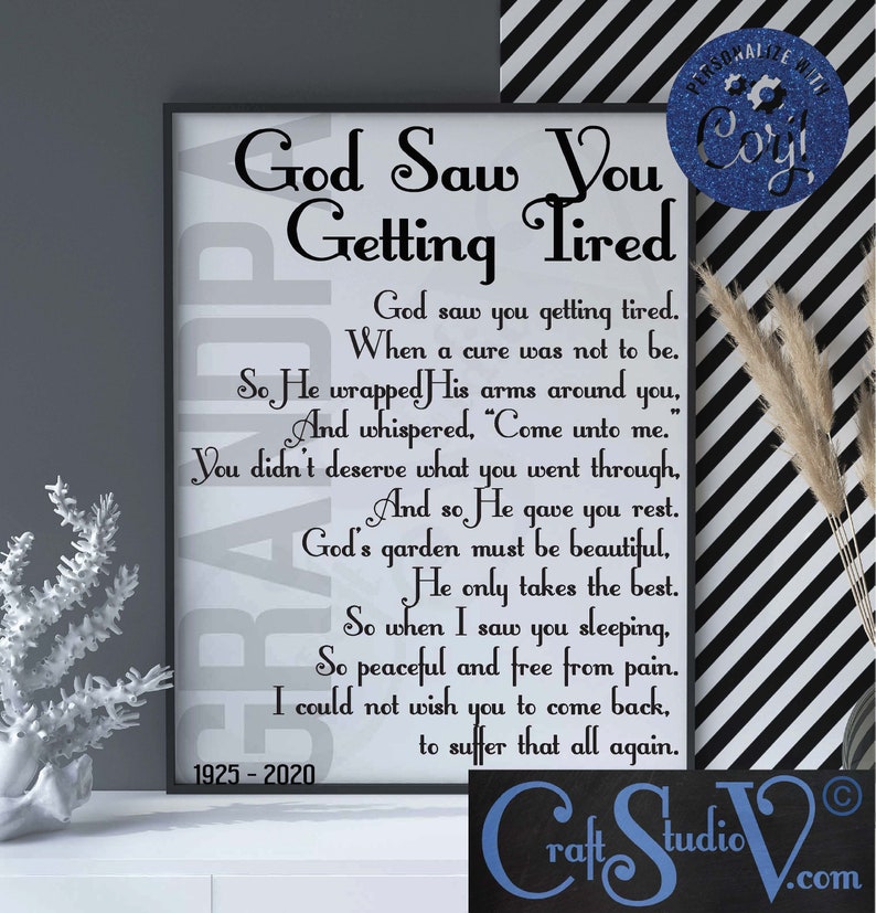 God Saw You Getting Tired Sympathy Messages Memorial Etsy God Saw You Getting Tired Sympathy Messages Memorial Etsy
