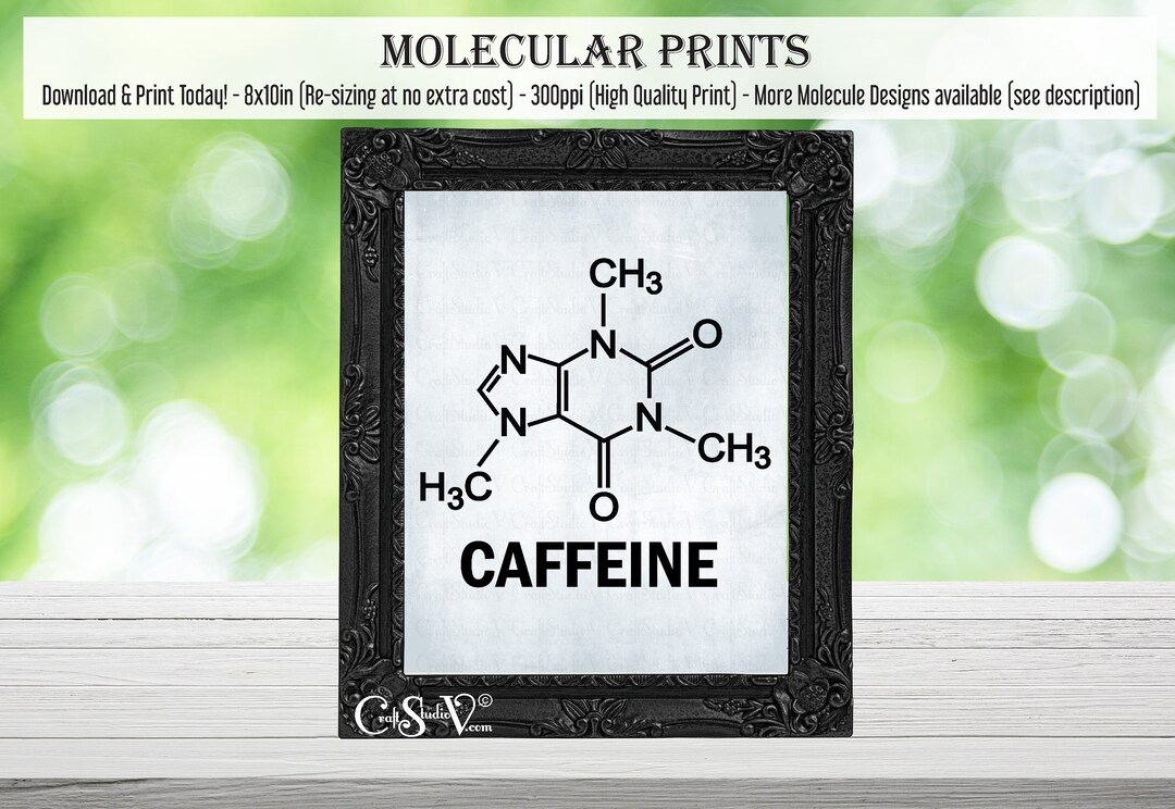Caffeine Molecule Poster Science Gifts, Coffee Table Decor Caffeine ...