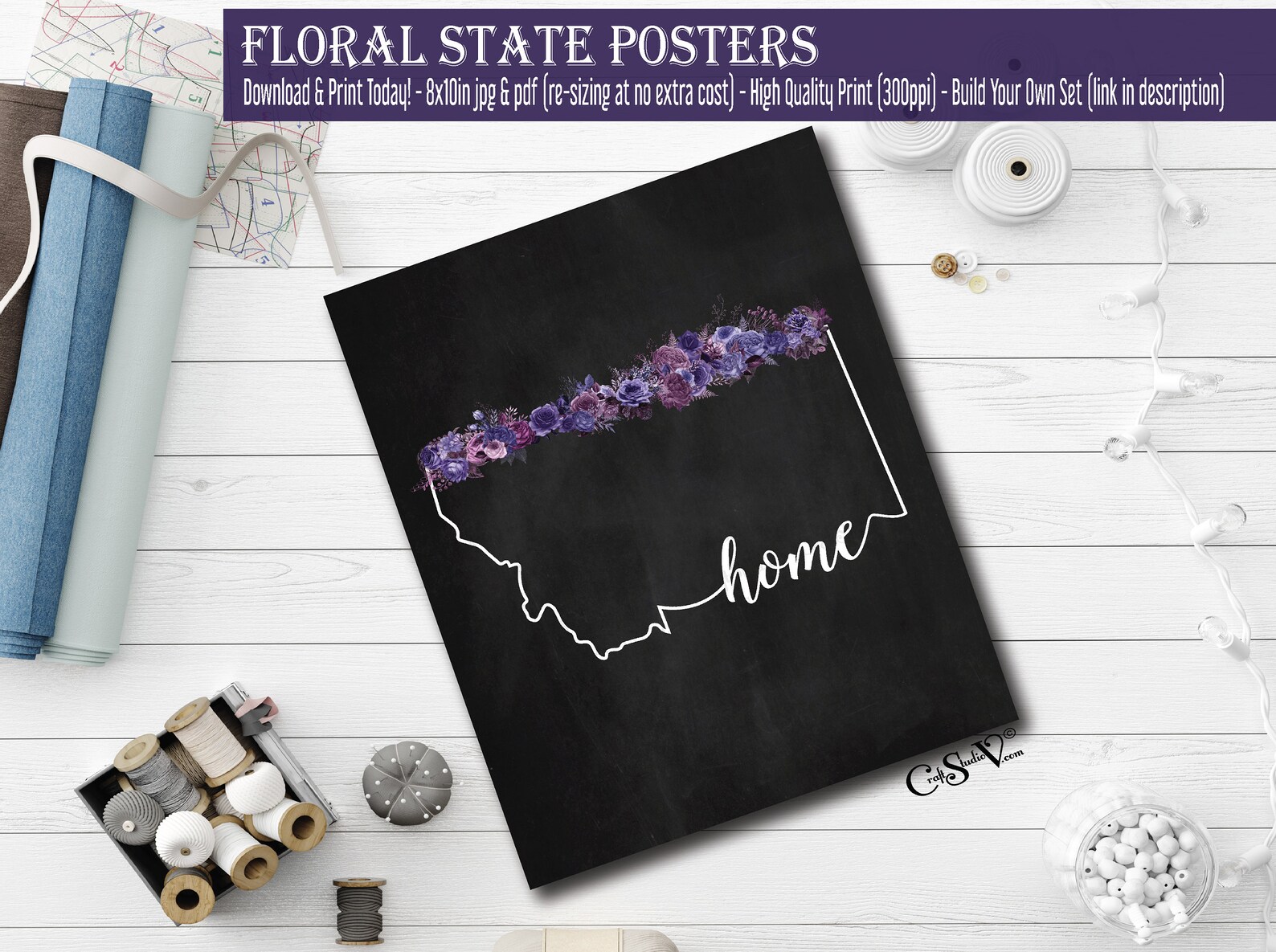Montana State Printable Wall Art Signs State of MT Poster - Etsy