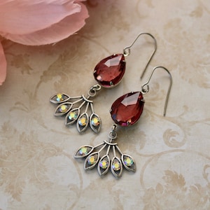 Rhinestone Teardrop Petal Fan Earrings