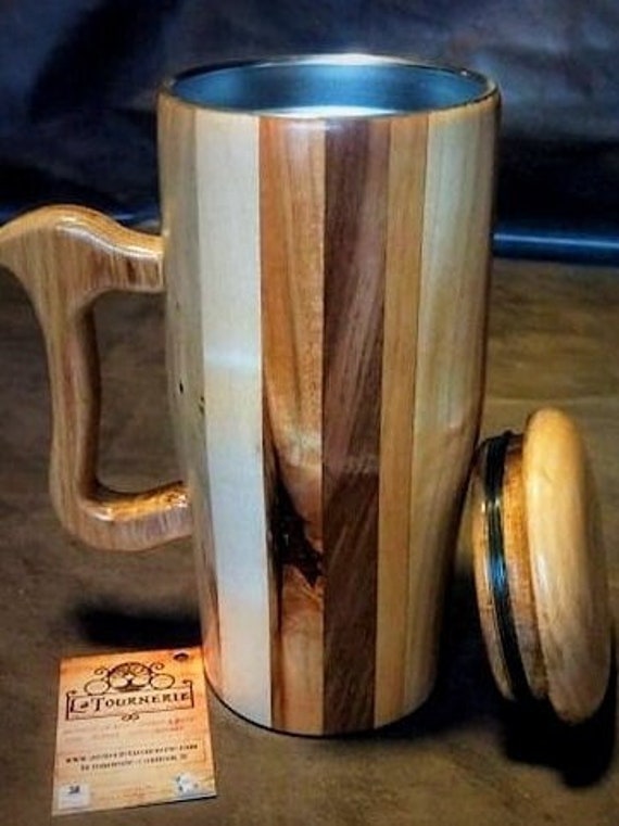 Travel Mug en Bois - 1L/40Oz Grand Modèle Isotherme By La Tournerie sur Commande