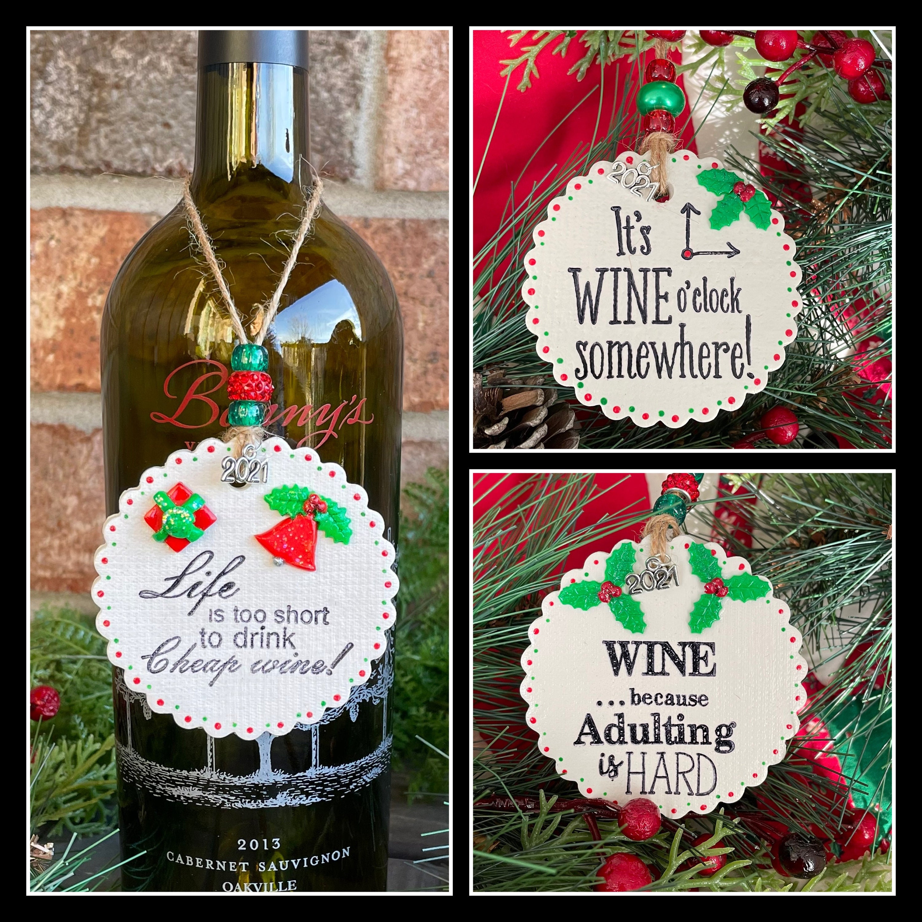 Christmas Party Prizes 2022 Wine Lovers Christmas Ornaments 2022 Gift Tags Personalized | Etsy New  Zealand