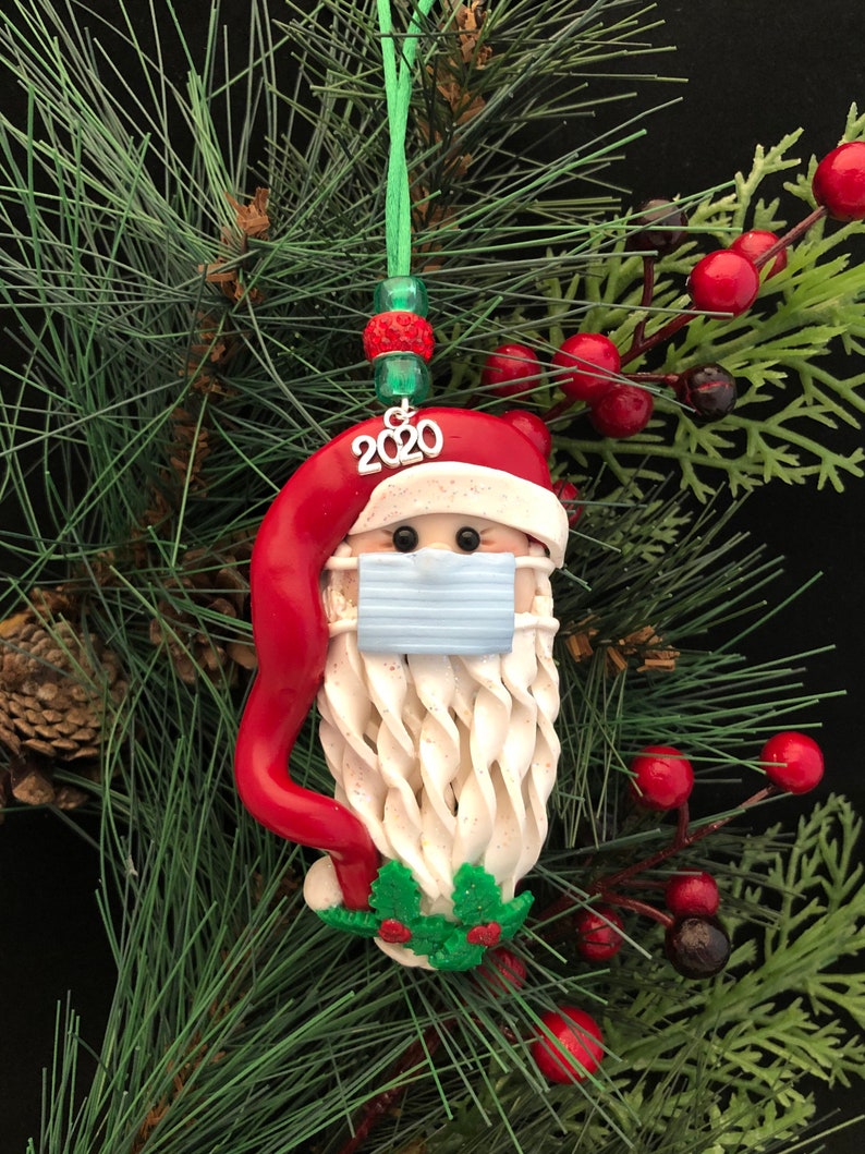 Personalized Christmas Ornament 2020 Covid Face Mask Santa
