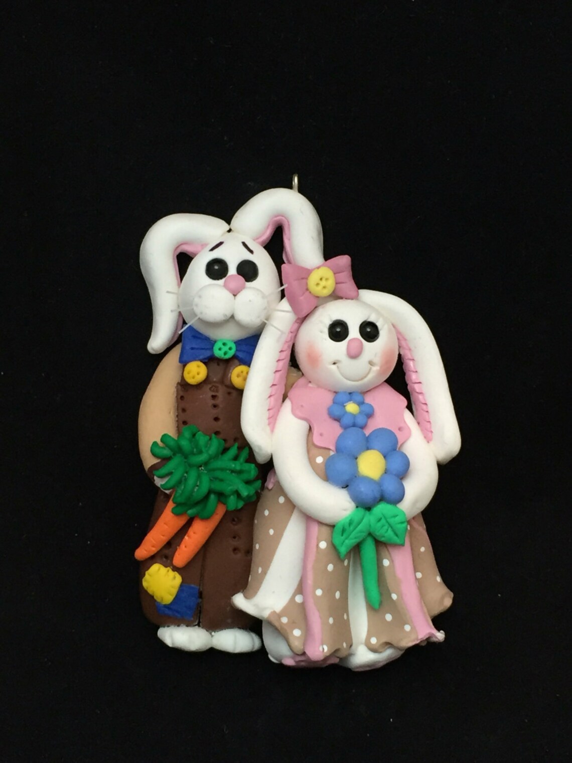 Personalized Easter ornament Bunny Rabbit couple flowers Etsy
