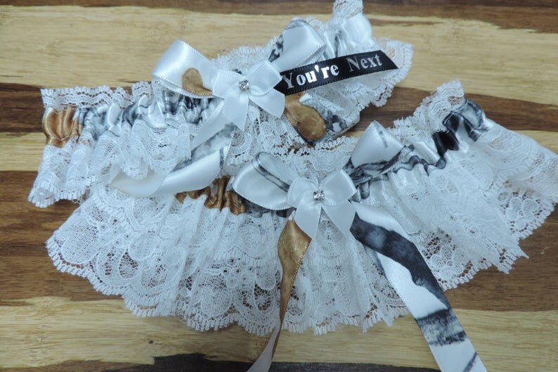 Snowfall wedding garter set Wedding garter set White snowfall garter set