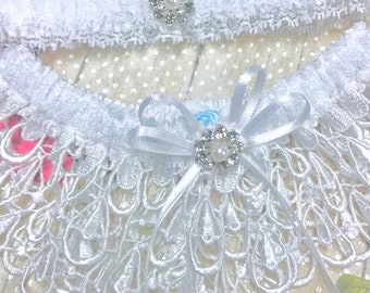 White Elastic Ruffled Lace with White Ribbon Lace for Garters Burlesque Bridal Accessories Lingerie Prom Costumes Apparel