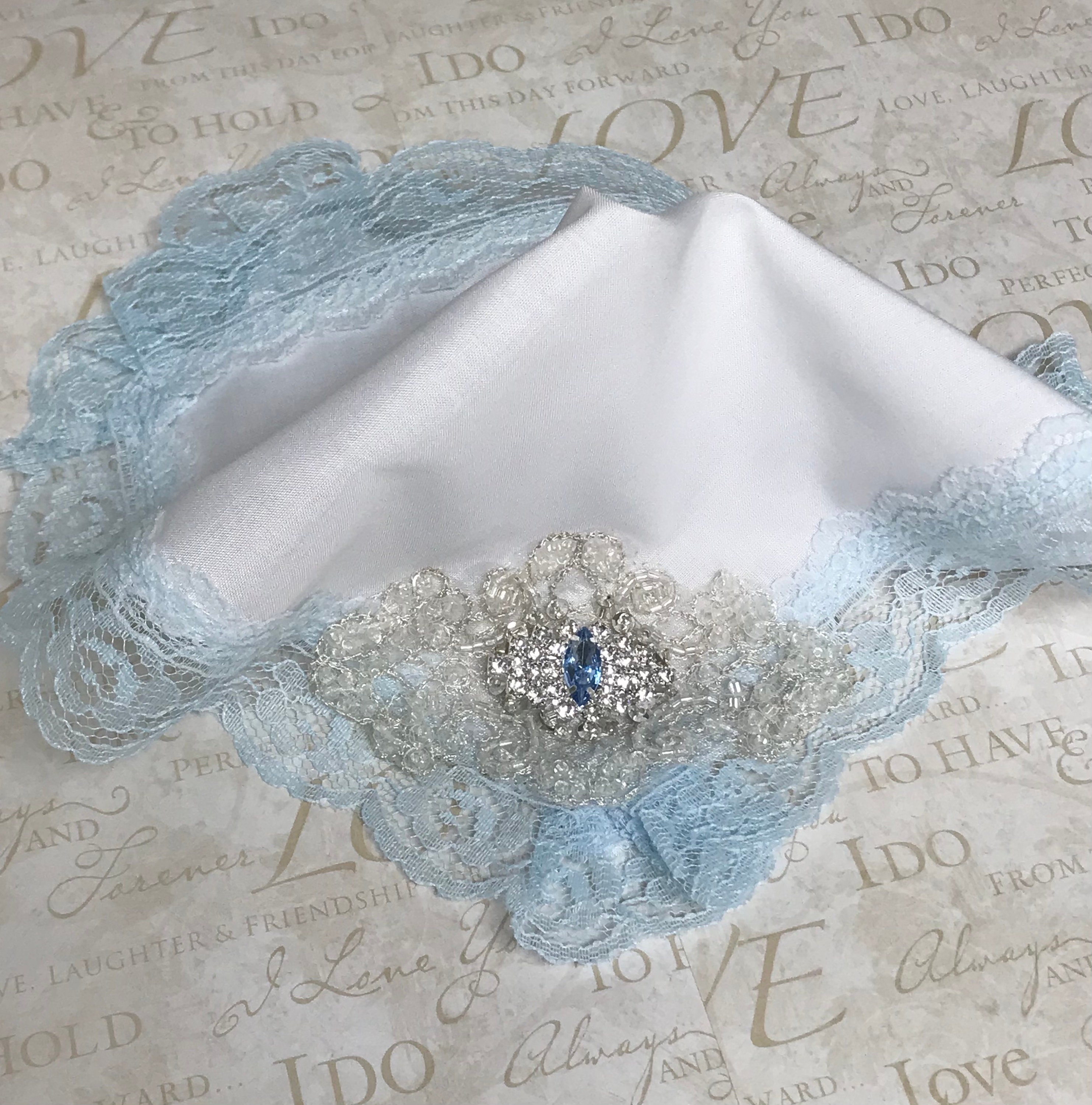 Blue lace handkerchief deals