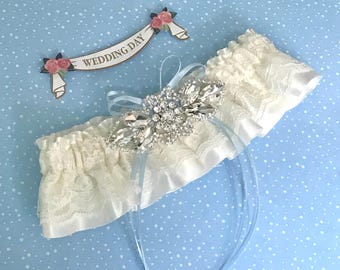 Rhinestone ivory wedding garter.  Bridal garter.  Garters.