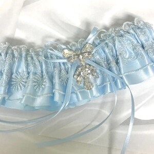 Bridal Blue beaded Wedding garter.