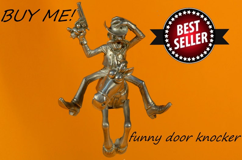Cowboy Door Knocker Accessories Figure Wild West Horse Victorian Toy Door Victorian Cast Iron Hardware Funny Hangin Decoration