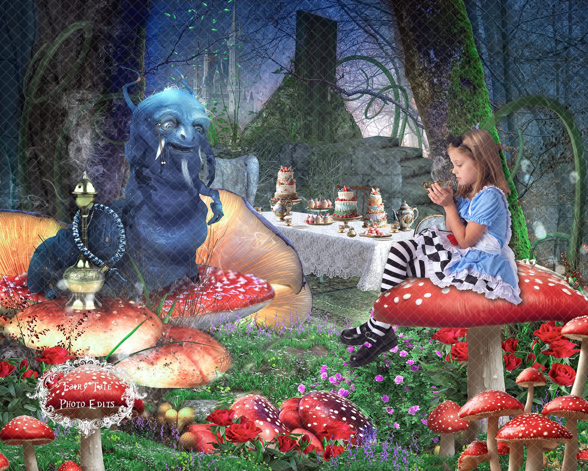 Alice in Wonderland Garden - Digital Background