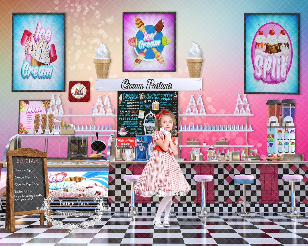 The Ice Cream Parlour Digital Backdrop, Ice Cream, Digital Backdrop Etsy