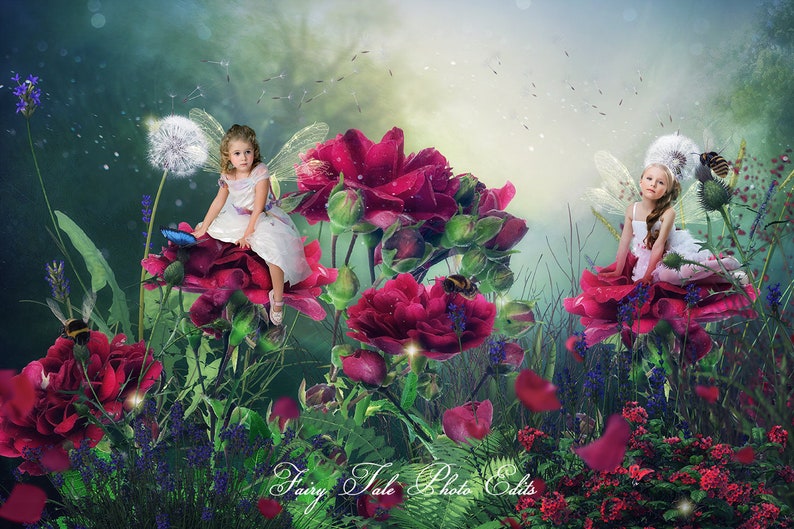 The Fairies Rose Garden Digital Backdrop With Overlay - Etsy
