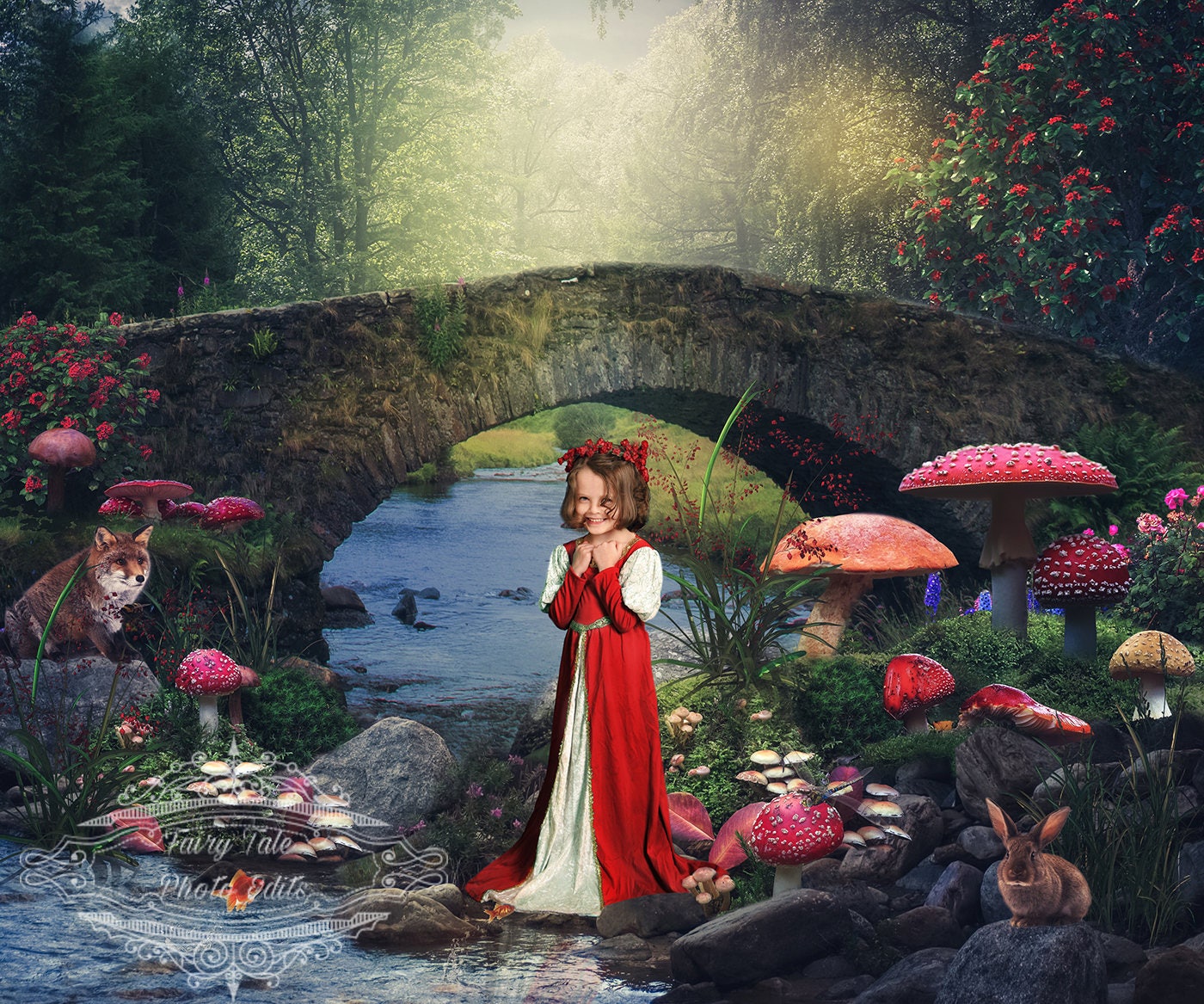 Fairytale Digital Background Fantasy Toadstool Bridge Digital Backdrop Nature Fairytale Digital Background Fantasy Toadstool Bridge Digital Backdrop Nature