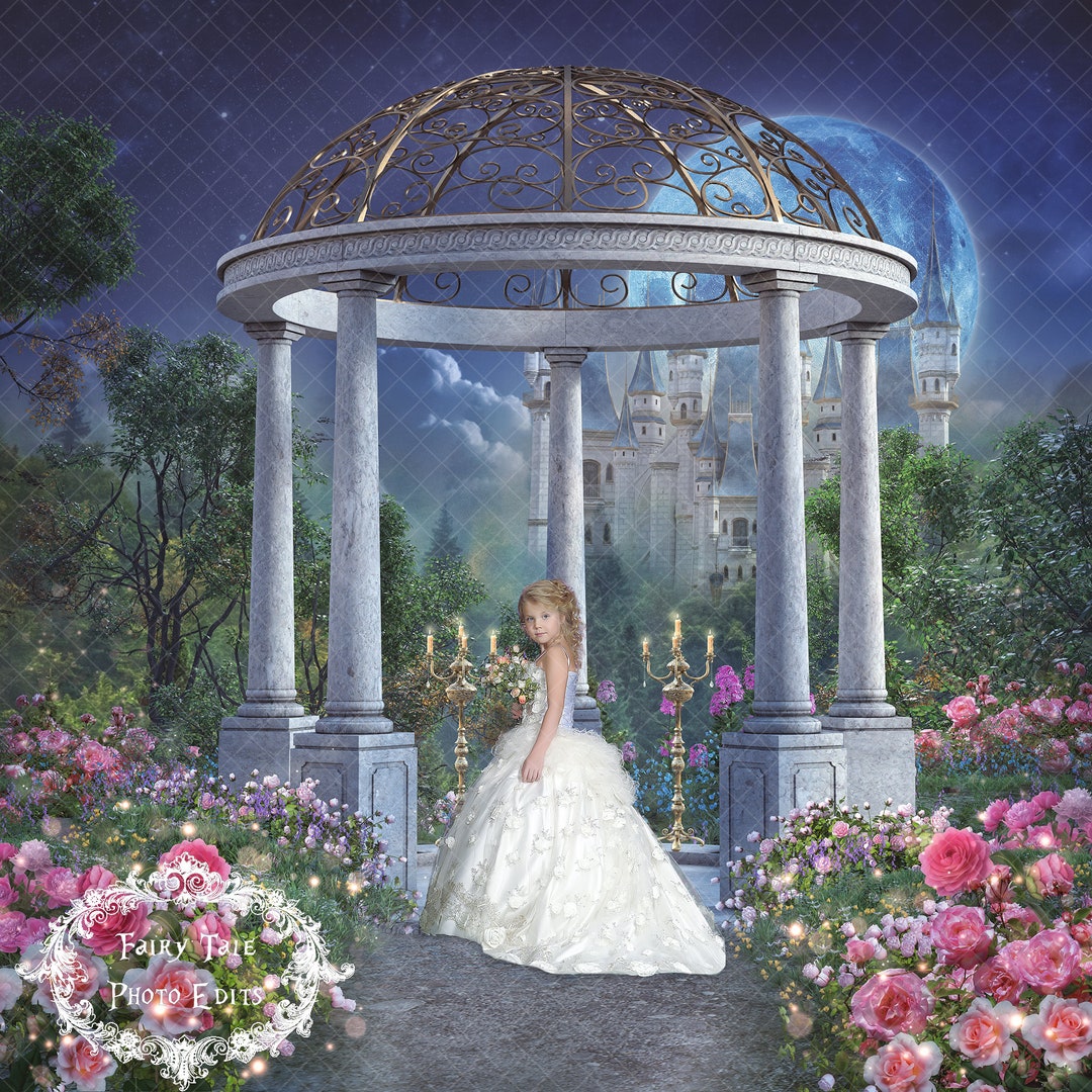 Rose Garden Gazebo Digital Backdrop, Digital Backdrop, Gazebo Backdrop