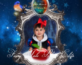 Snow White Frame Digital Backdrop with Frame Overlay, Snow White, Fairy Tale, Digital Backdrop