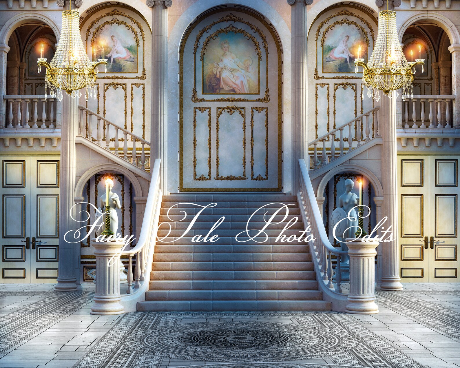 Royal Stairs Digital Backdrop Princess Backdrop Castle | Etsy