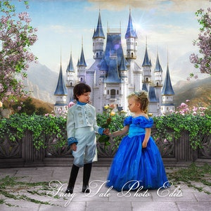 Magic Castle Overlook Digital Backdrop, Princess Backdrop, Castle, Princess, Fairytale Backdrop