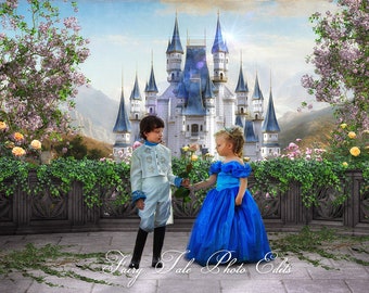 Magic Castle Overlook Digital Backdrop, Princess Backdrop, Castle, Princess, Fairytale Backdrop