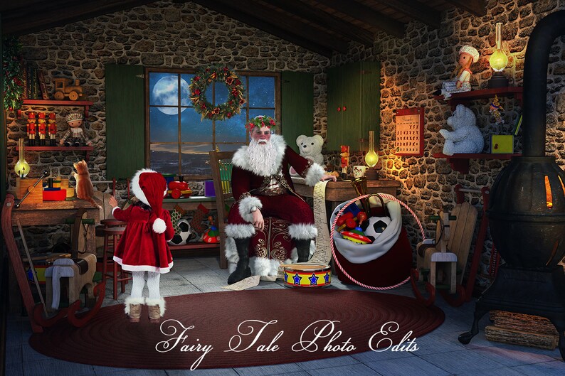 Santa's Digital Backdrop With and Without Etsy