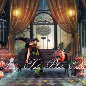 Pumpkin Seller Halloween Backdrop, Spooky Backdrop, Witch Backdrop, Digital Backdrop, Halloween, Spooky, Witch, Pumpkin Backdrop