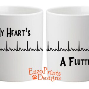 My Heart's A Flutter EKG Collectible Coffee Mug, Medical, Gift for Nurse, Paramedic, Cardiac Tech