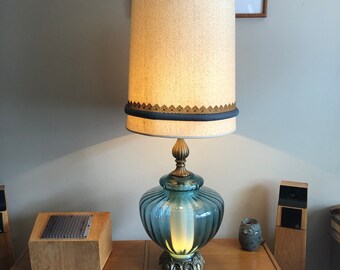 Vintage Table Lamp Embossed Yellow Floral Frosted Ribbed Globe Electric Key Swit Vintage Table Lamp Vintage Table Globe Electric