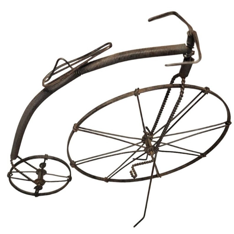 Wire Bicycle Sculpture Metal Handmade Vintage High Wheel Penny Etsy