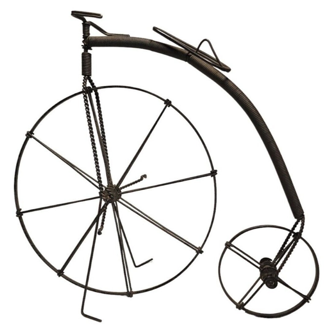 Wire Bicycle Sculpture Metal Handmade Vintage High Wheel Penny Etsy