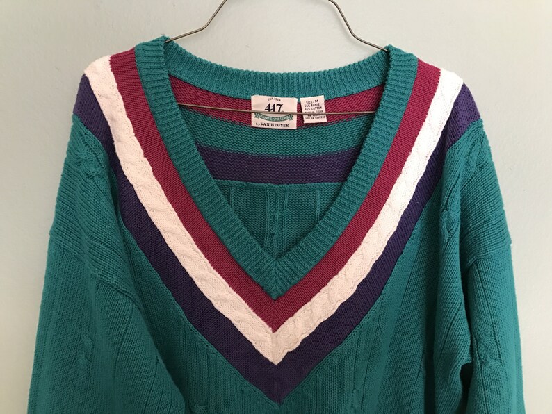 Vintage 90s Colorblock Collegiant Sweater | Etsy