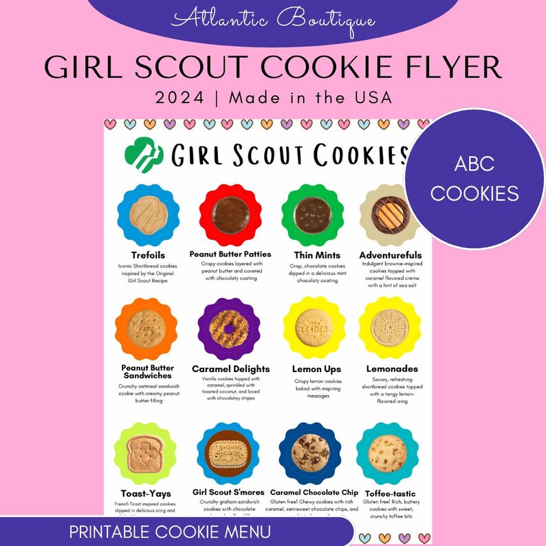 Girl Scout Cookie Flyer 2024, ABC Cookies, Cookie Menu, Cookie ...