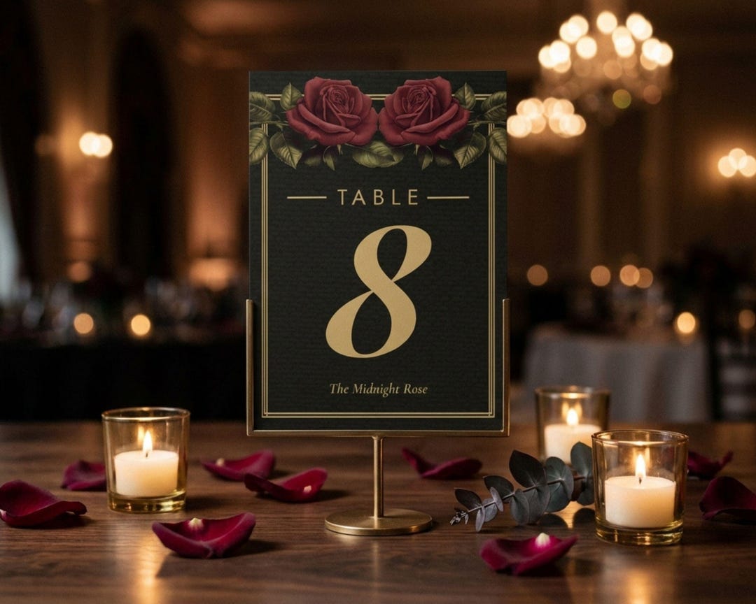 Gothic Table Numbers | Printable Wedding Table Number Cards | Editable ...