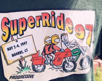 Vintage 1997 Biker Tee: Modus Super Ride, Connecticut (Men's Medium/Women's Large)