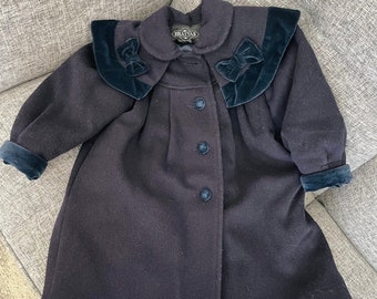 Wool and Velvet Navy Blue Children's Jacket from the Ukraine