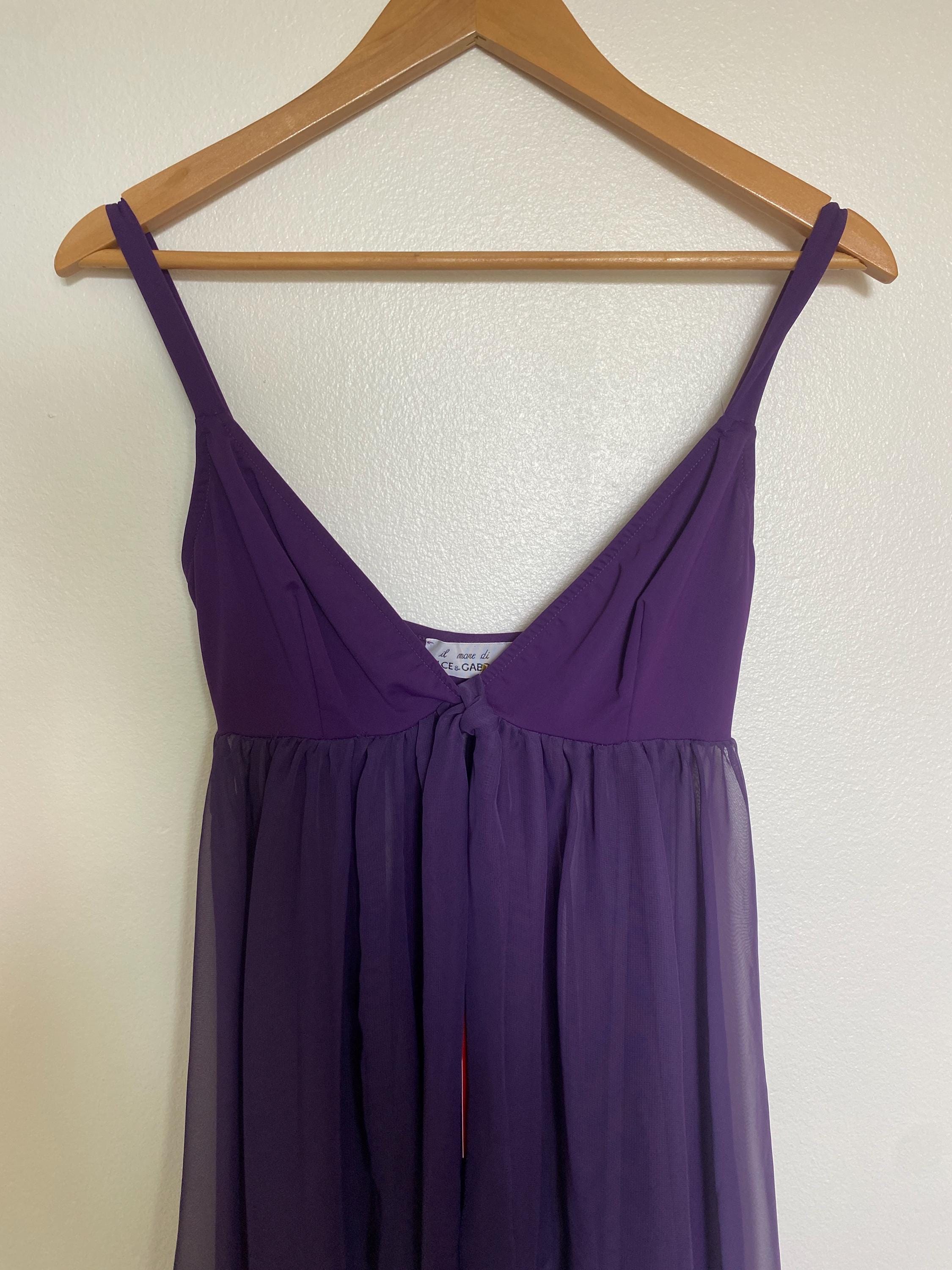 Dolce & Gabbana Sheer Purple Cover-Up with Peace Charms - Italian Resortwear