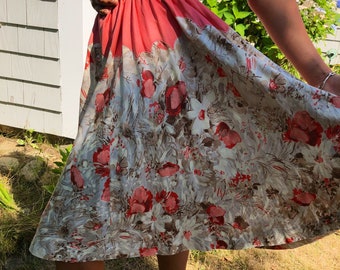 1950s pin up girl western circle skirt, waist 24”