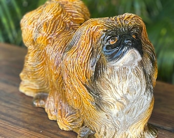 Vintage 1960's Italian Terracotta Peringese Dog Sculpture, 1960s Pekingese Sculpture from Italy
