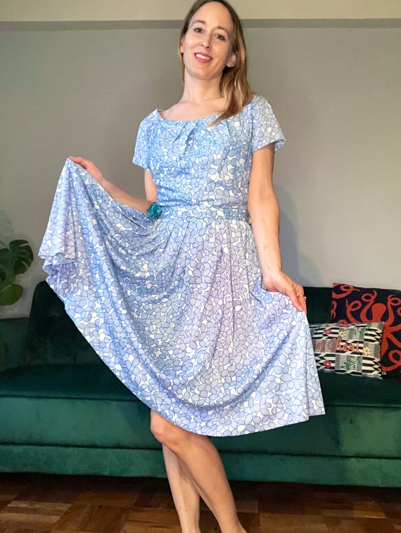 R & K Originals 1950s Watercolor Dot Dress, Size S