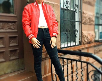 Vintage 80s Varsity Soccer Jacket, Size Medium