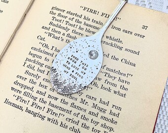 funny vintage spoon bookmark, bookmark for men women kids, book lovers gift, gift for her or him, gift for sister, into the forest I go