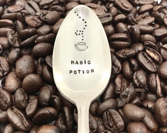 magic potion vintage spoon, coffee stirrer, hot cocoa spoon, stocking stuffer, wizard and witch gift, coffee lover gift, Christmas gift