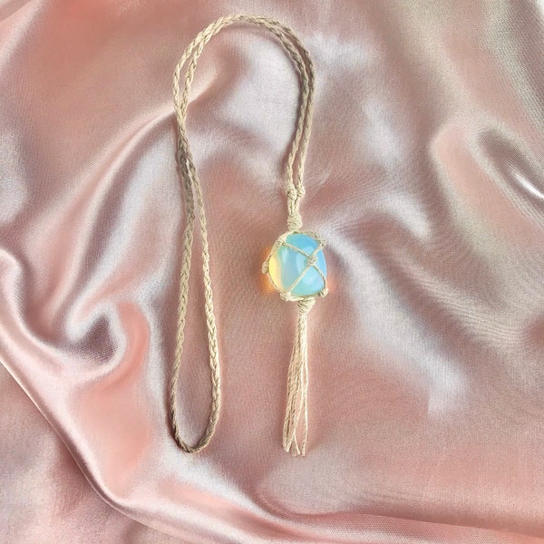 opalite rearview mirror charm,  rear view mirror charm, car accessories, mirror hanger, rearview mirror, car accessory, macrame stones