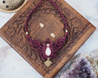 Burgundy Jewelry Set with ARAGONITE | Slave Bracelet | Modern Hippie Jewelry | Priestess Outfit | Earthy Vibes | Tribal Goddess TIARA