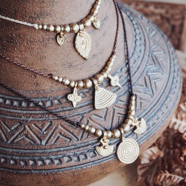 Macrame necklace 'AURA' | Boho Choker | Ethnic Layered Necklace | Minimalist Bohemian Spiritual Jewelry | Gypsy Hippie Chic | Christmas Gift