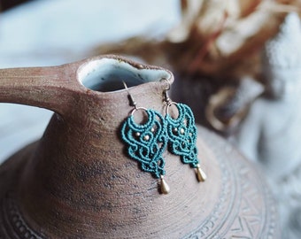 Macrame Earrings 'SHAKTI' | Long Boho Earrings | Artisan Bohemian Jewelry | Ethnic Fairy Goddess Gypsy Tribal Hippie Oriental