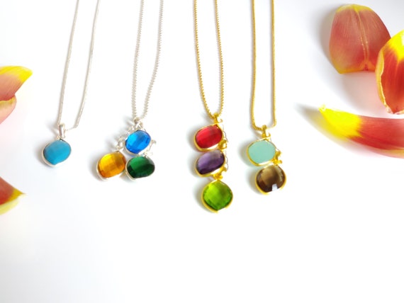 Custom made birthstone/gemstone necklaces for gifting on Mother’s day, Woman’s day, New Mom, bridesmaids and weddings
