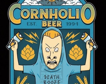 Cornholio's Beer - The Great Cornholio Booze | Funny Beer | 90's Cartoons Beer Label Unisex Adult T-shirt